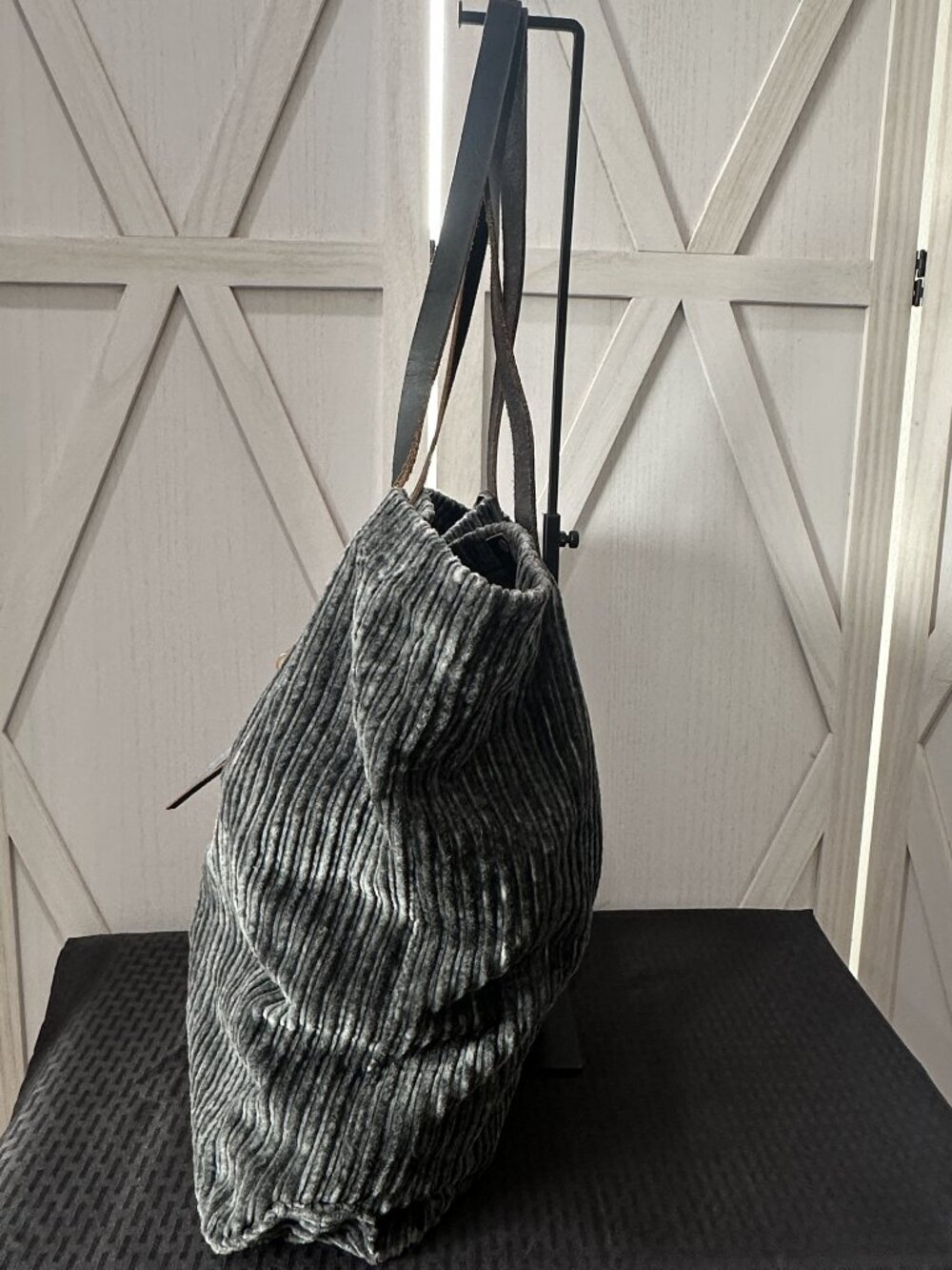 Free People We The Free Corduroy Washed Gray Tote Bag - Picture 4 of 8